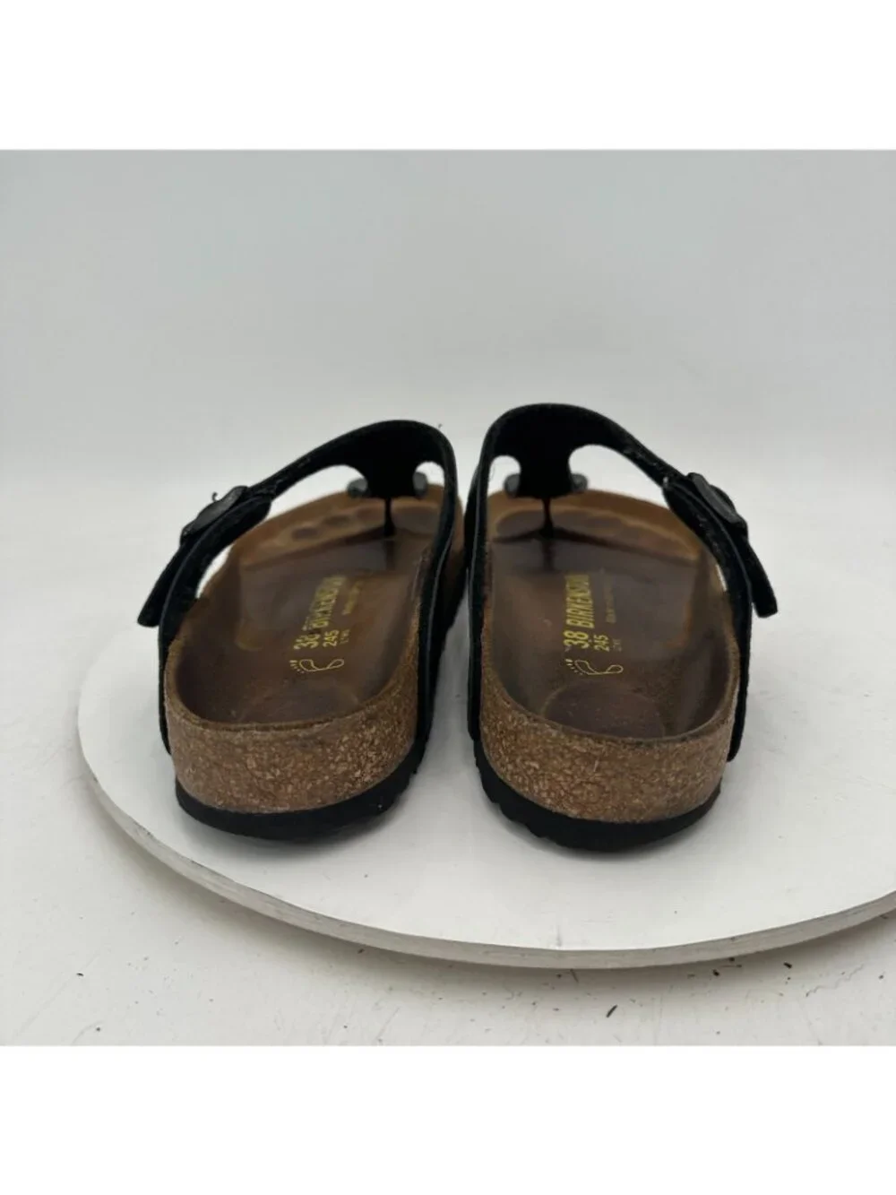 Birkenstock Gizeh Women Size 7 Black Birko-Flor T Strap Thong Leather Sandal